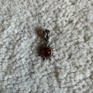 925 Sterling Silver amber sun pendant